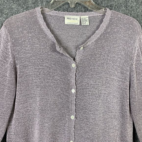 Vintage Cardigan Sweater By Preview International Lavender Women Medium - Picture 2 of 10